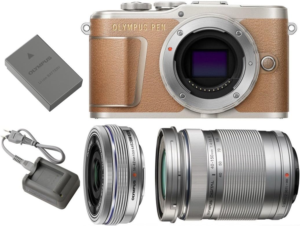 Amazon Com Olympus Pen E Pl9 Mirrorless Micro Four Thirds Digital Camera Brown M Zuiko Digital Ed 14 42mm F 3 5 5 6 Ez Lens Silver M Zuiko Digital Ed 40 150mm F 4 0 5 6 R Lens Silver Camera