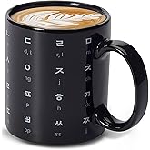 BICETTO Kpop Merch - Korean Alphabet, Korean Gifts, Kdrama Merch, Korean Drama Gifts, BTS Cup, BTS Mug, K Drama, 12oz, Stylish, Durable, Microwave Safe, Premium Quality (Carbon Black)