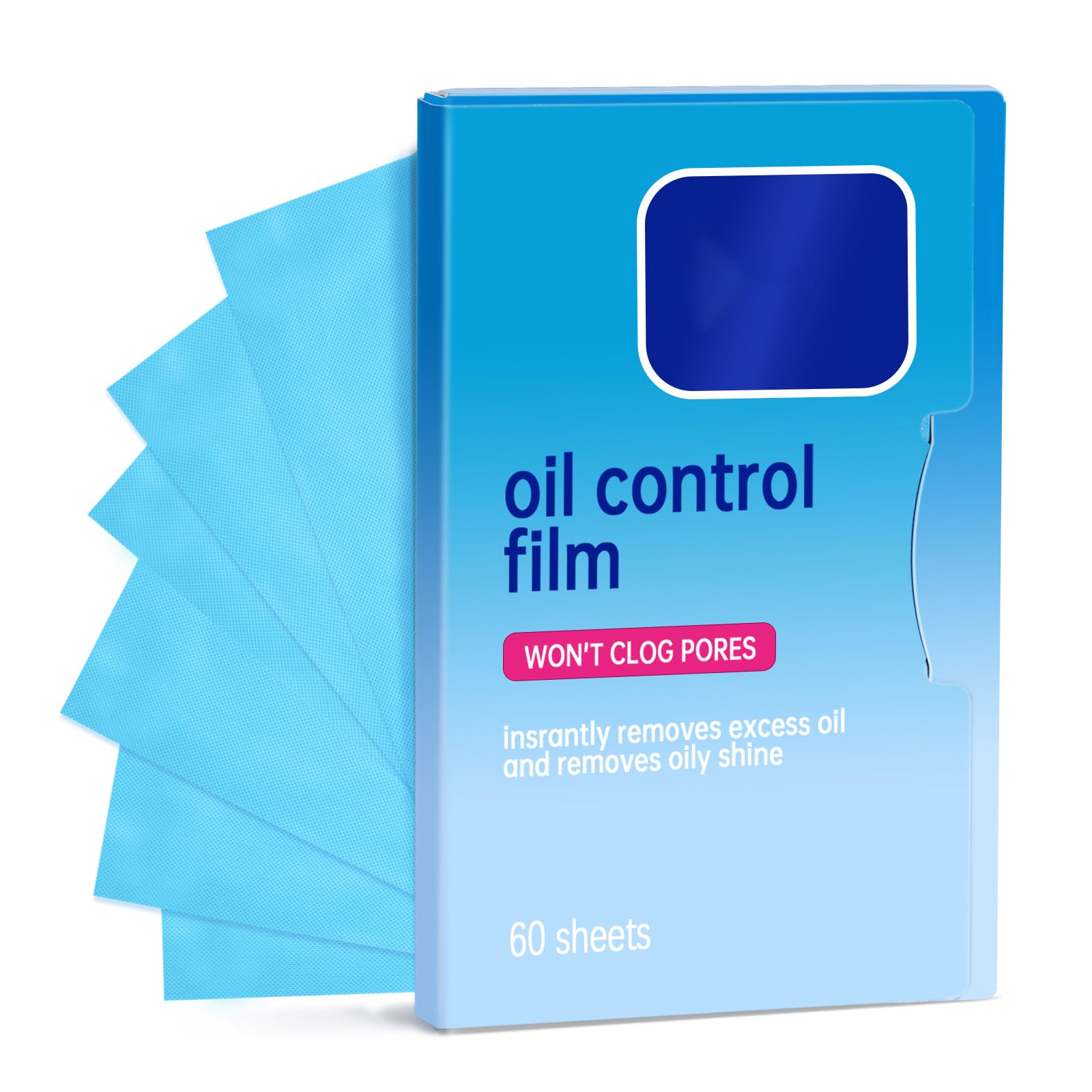 Photo 1 of 1 Pack Oil Blotting Sheets for Face (60 Sheets) - Oil Absorbing Blotting Papers for Oily Skin, Makeup-Friendly & Portable Oil Wipes