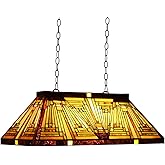Capulina Tiffany Style Pool Table Lights Mission Antique Amber Brown Style Pendant Light 3-Light 28 Inch Wide for Over Billia