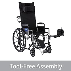 Medline Reclining Wheelchair, 18", with Elevating