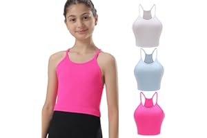 Attifall Girls Ribbed Crop Tank Top Pack Seamless Racerback Cami Tanks for Teen Girl Dance Athletic Cropped Tops