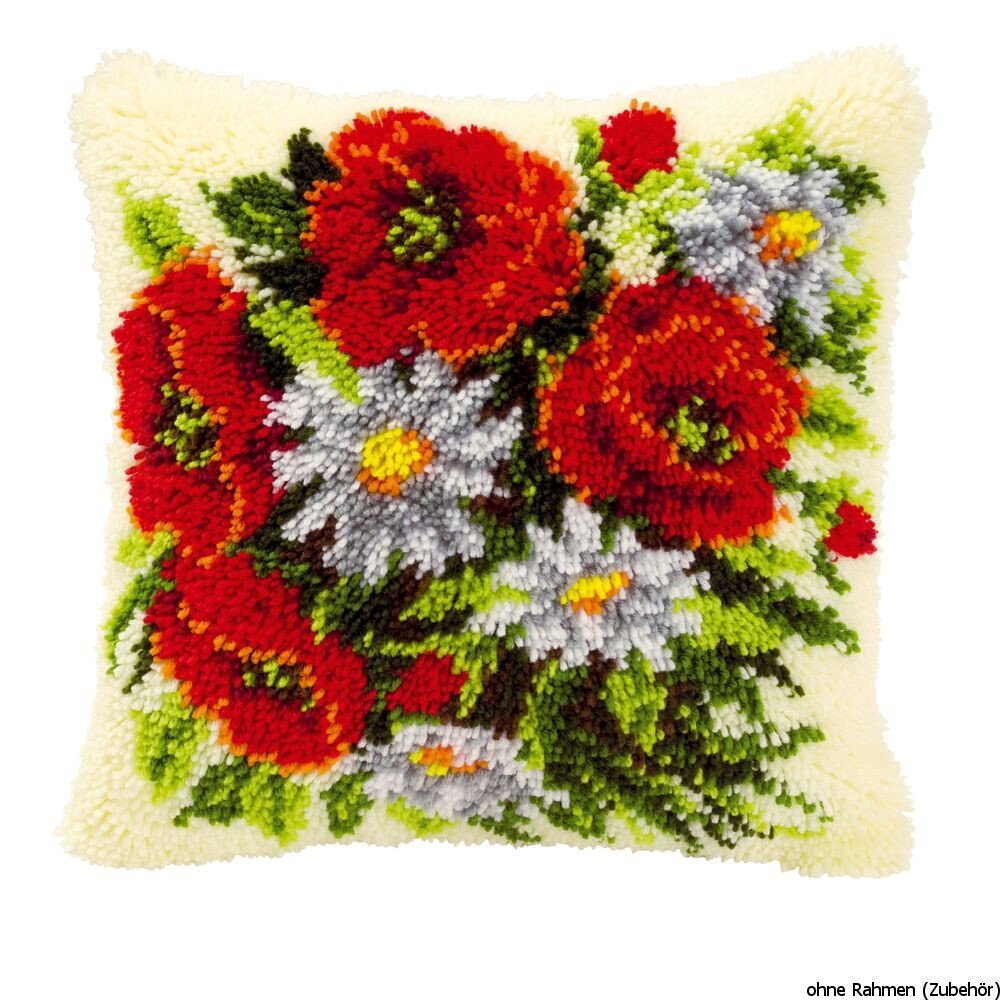 Vervaco Poppies Latch Hook Cushion, Multi-Colour