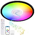 thumbnail image 2 of Black Waterproof LED Ceiling Light With Bluetooth Speaker | 11 Inch 18W, RGB Color Changing, Dimmable 2700K-6500K, Remote Control 2 of 10