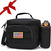 BERRYRIZZ Tactical Lunch Box for Men, Insulated Lunch Bag MOLLE Webbing Leakproof, Cooler Large Lunchbox Women Adult with Adjustable Shoulder Strap Durable, Construction Heavy Duty Lunch Pail, Black
