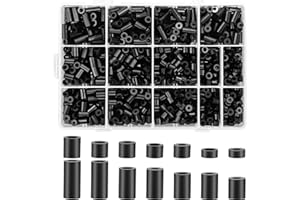 1000 Pcs Electrical Outlet Screws Spacers, Nylon Round Spacer for M3 M4 Screws, Black Spacers Without Threaded, Spacers Assor
