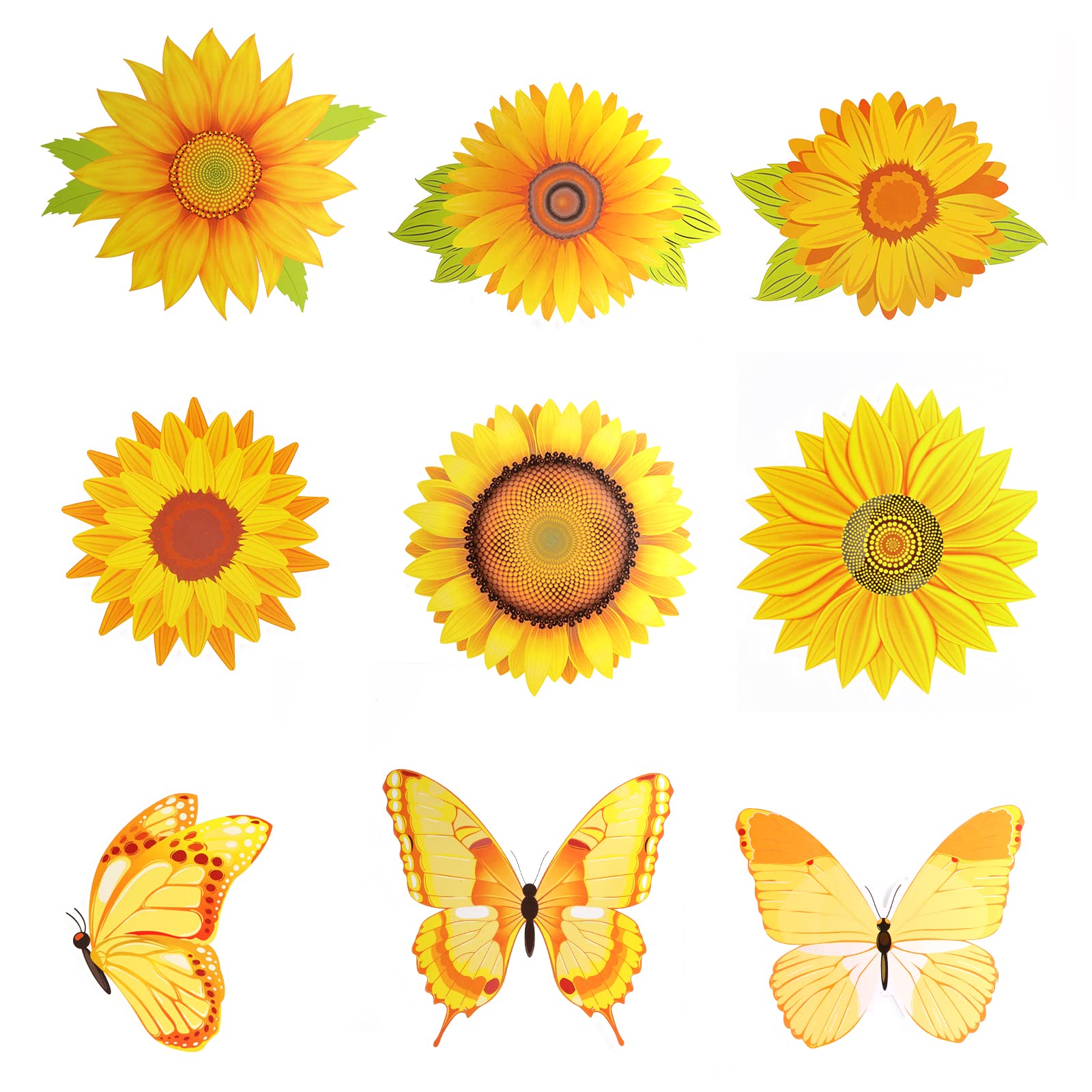 AIEX 45pcs Summer Bulletin Board Cutouts, Creative Flowers Cutouts, Spring Sunflower Cutouts Paper Yellow Butterfly Cutouts Daisy Bulletin Board Decorations for Classroom Birthday Party