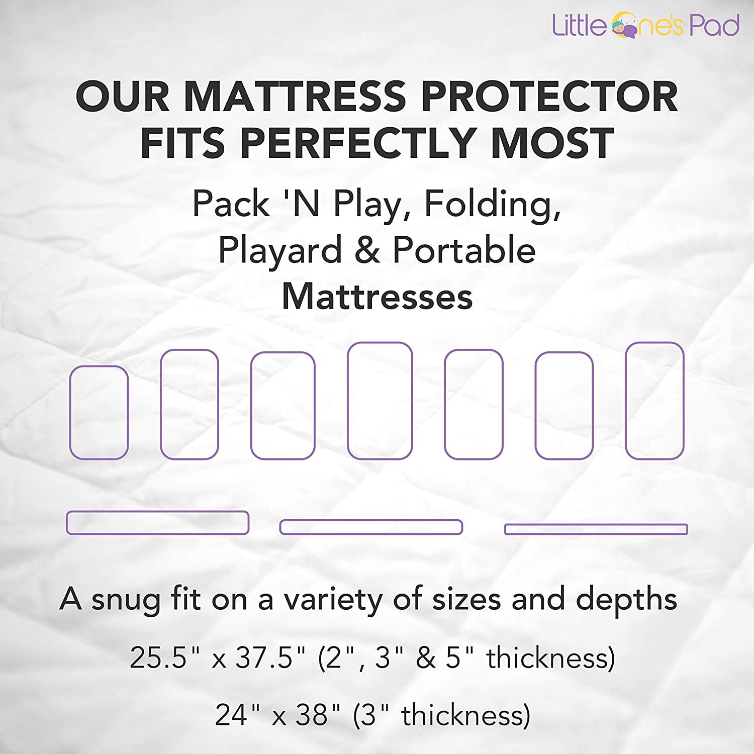 Little One's Pad Pack N Play Waterproof Mattress Cover - 27" X 39" - Fits Most Pack and Plays, Playards and Foldable Mattresses - Fitted, Comfy and Soft Mini Crib Mattress Protector : Baby