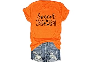 ZUNQKG Womens Soccer Mom Tshirt Crewneck Short Sleeve Summer Casual Funny Cute Soccer Graphic Tees