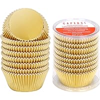 Caperci Standard Cupcake Liners Gold Foil Muffin Baking Cups 160-Pack - Premium Greaseproof & Sturdy Cupcake Papers