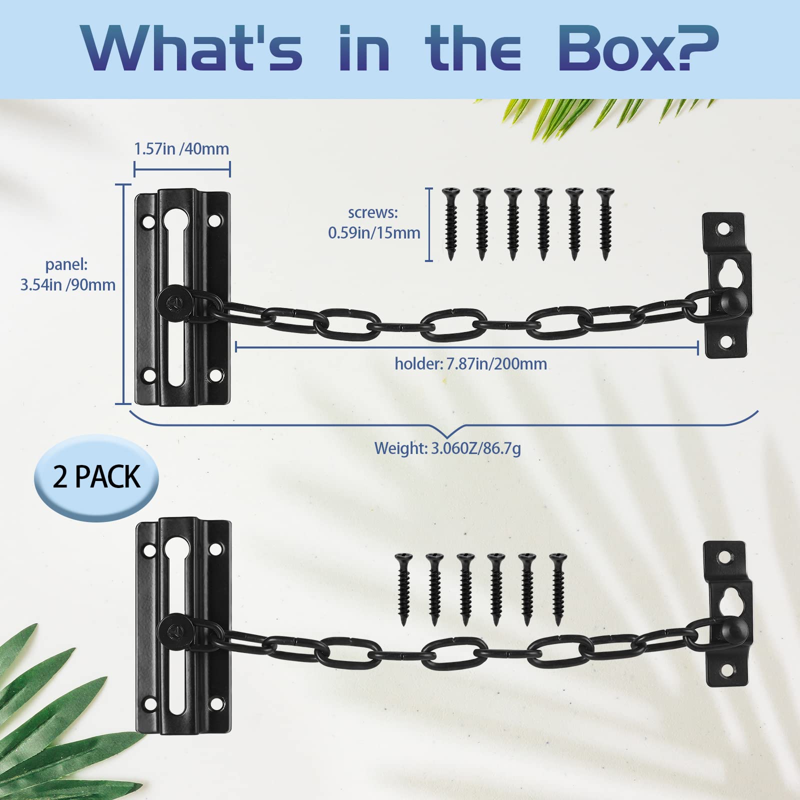 HASWARE Door Chain Lock – Heavy-Duty Steel Security Latch, Childproof, Easy Install, For Home, Hotel, Or Apartment (Silver)