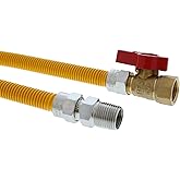 36" Stainless Steel Gas Connector with 1/2" and 3/8" Fittings