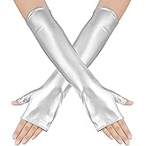obmwang Long Shiny Metallic Fingerless Gloves Halloween Party Costume Gloves for Women and Girls
