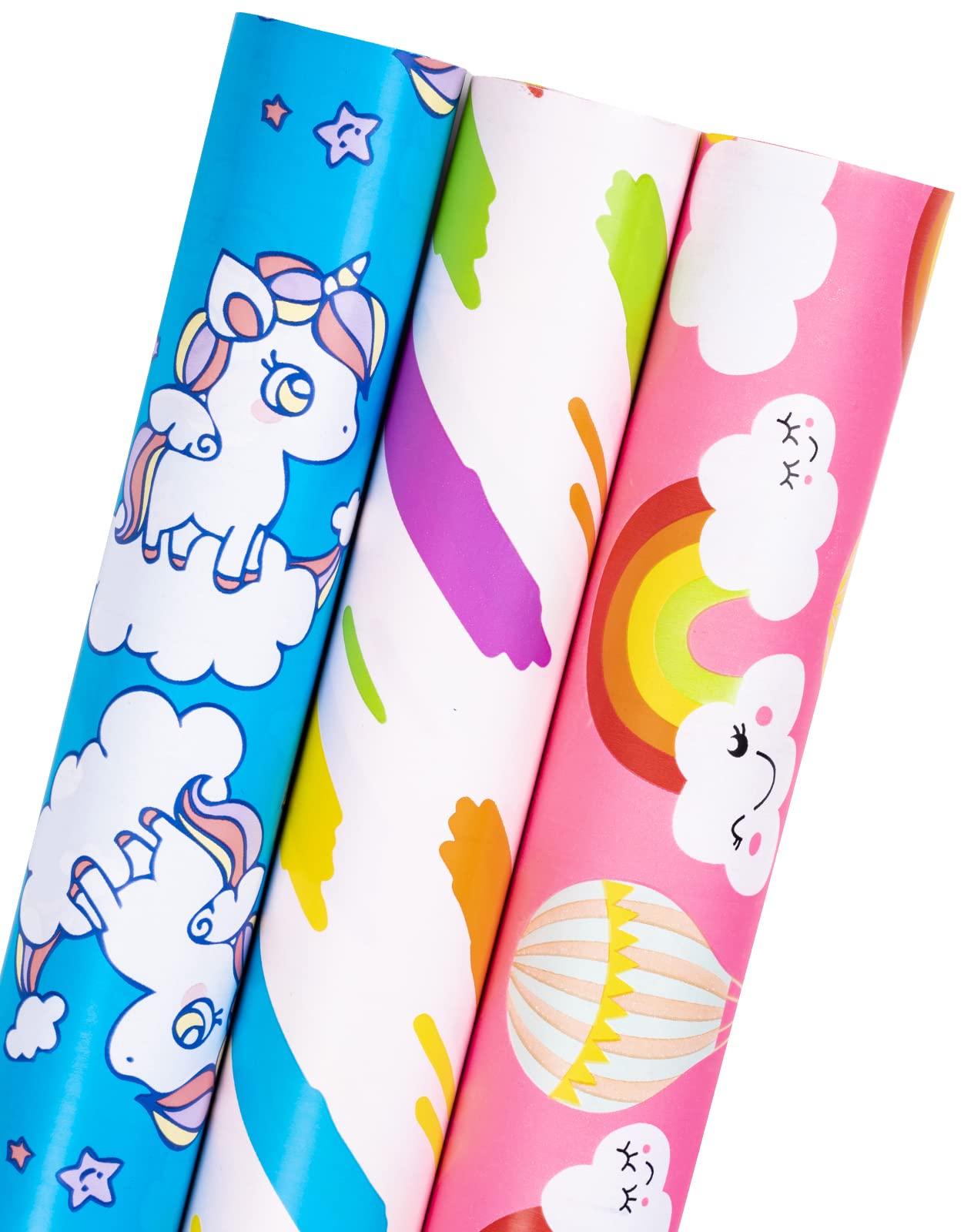 Holijolly Wrapping Paper Roll - Mini Roll - 43cm X 3m Per roll - Blue Design - Stars, Polka Dots, Floral(3.87 Square metres)