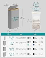 SONGMICS 65L Slim Laundry Basket with Lid Dove Grey LCB506G01 view 6
