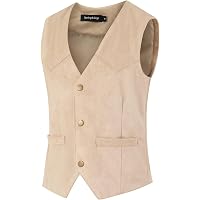 Boys Suede Leather Vest - Western Cowboy Waistcoat For Formal & Casual Wear