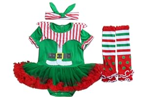 FANCYINN Baby Girls First Christmas Costumes Elf Lil Outfit Newborn Xmas