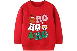 SUGARAIN Toddler Boys Girls Christmas Sweatshirt Ugly Sweater Kids Reindeer Pullover Long Sleeve Unisex Xmas Shirt Tops 1-7T