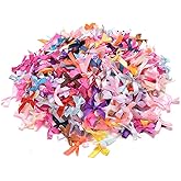 100Pcs Colorful Assorted Smallest Satin Ribbon Bows Size 10 mm. Tiny Embellishment Craft Artificial Applique Wedding Ribbons Fabric Ribbons