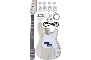 AYUBOUSA DIY Bass Guitar Kit PB Bass Style Beginner Kits 4 String Right Handed with Paulownia Body Hard Maple Neck Rosewood Fingerboard Chrome Hardware Build Your Own Bass Guitar.