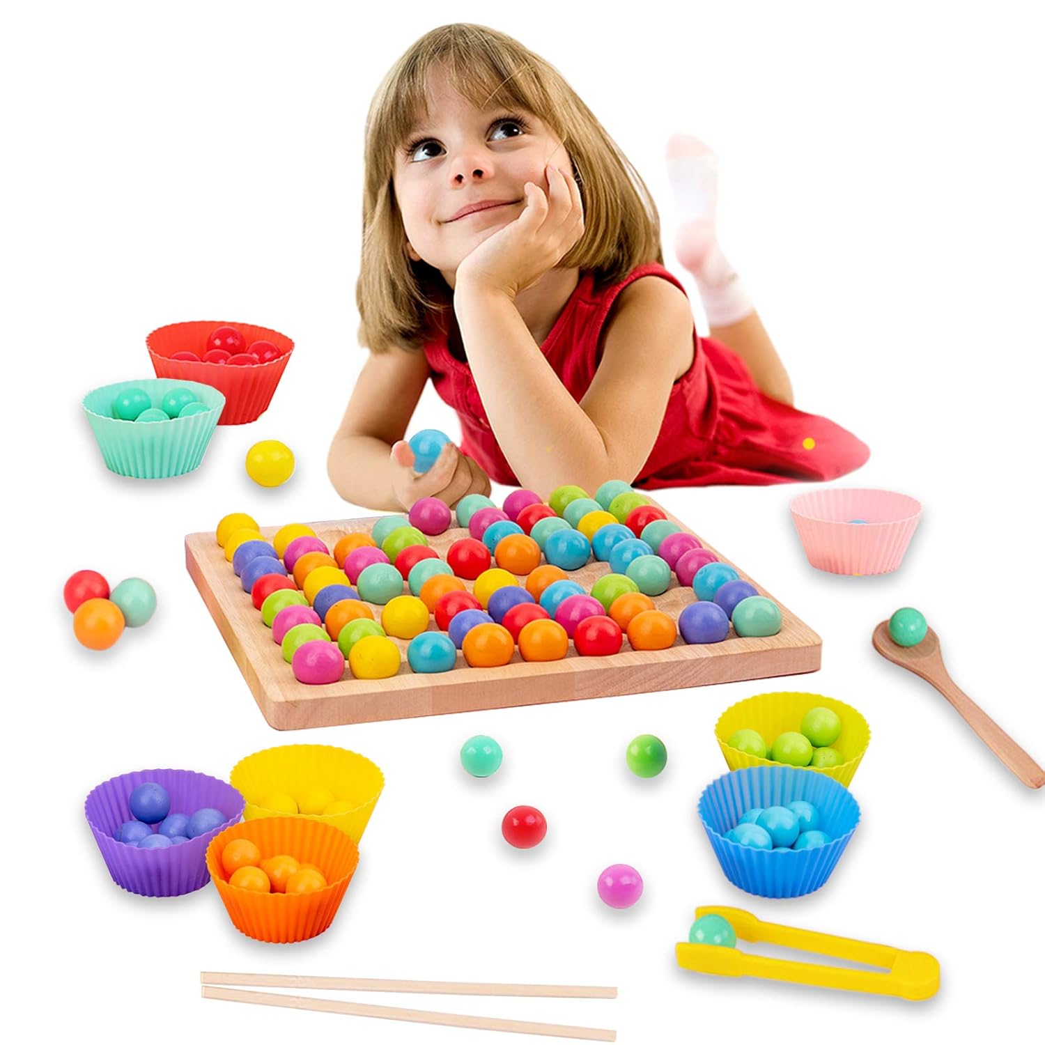 Beads Clip Wooden of Puzzle Beads Clip Rainbow Games Board