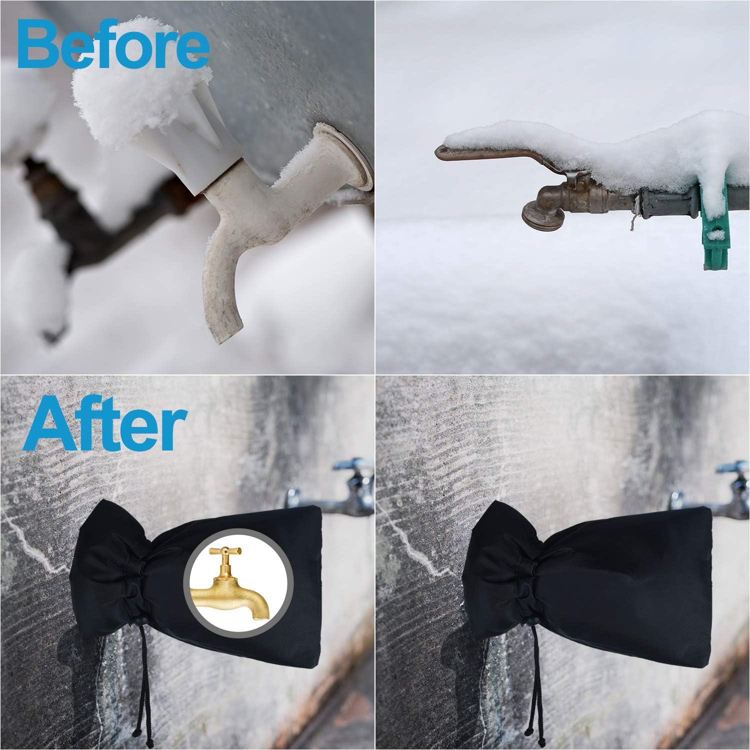 HOMMAND Outdoor Faucet Cover for Winter, 3 Pack Thickened Anti-Frozen Waterproof Outdoor Faucet Protector, 9" H x 6" W (Universal) : Garden & Outdoor