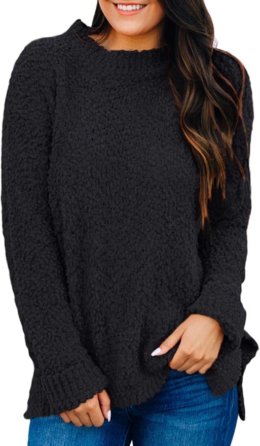 Asvivid Womens Fashion Crewneck Oversized Loose Popcorn