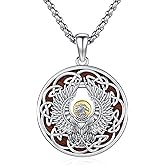 MEDWISE Celtic Phoenix Necklace 925 Sterling Silver Ebony Wooden Wood Pendant Phoenix Jewelry for Women Men Friend 20+2 inch Chain Birthday Gifts