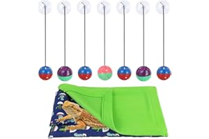 FRIUSATE Bearded Dragon Bed with Pillow and Blanket, 7 Bell Balls with Suction Cups and and Ropes, Sleeping Bag and Toys Accessories for Bearded Dragon Leopard Gecko Lizard Chameleon Reptile Habitat
