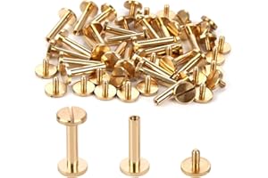 Szkoo Chicago Binding Screws - 4mm x 16mm, 25 PCS (Brass, Phillips Nut)