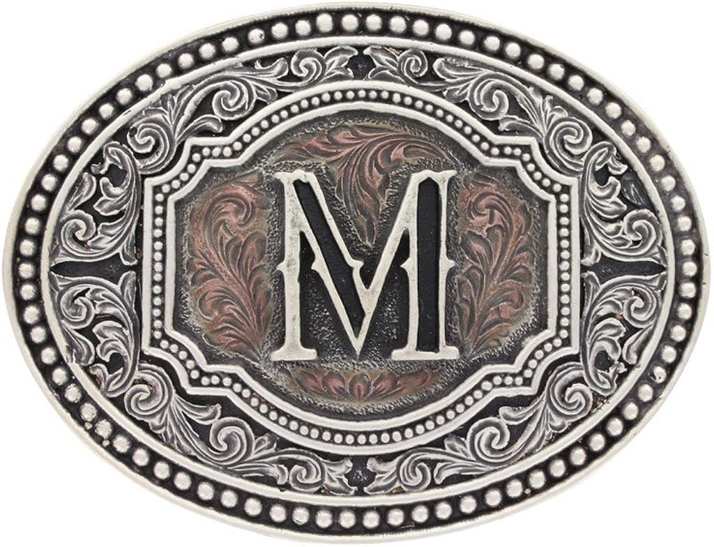 Montana Silversmiths Men's Initial Two Tone Cameo Buckle - A518 (M): Clothing