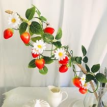 Amazon.com: Artificial Strawberry Flower Vine 6.6FT Strawberry ...