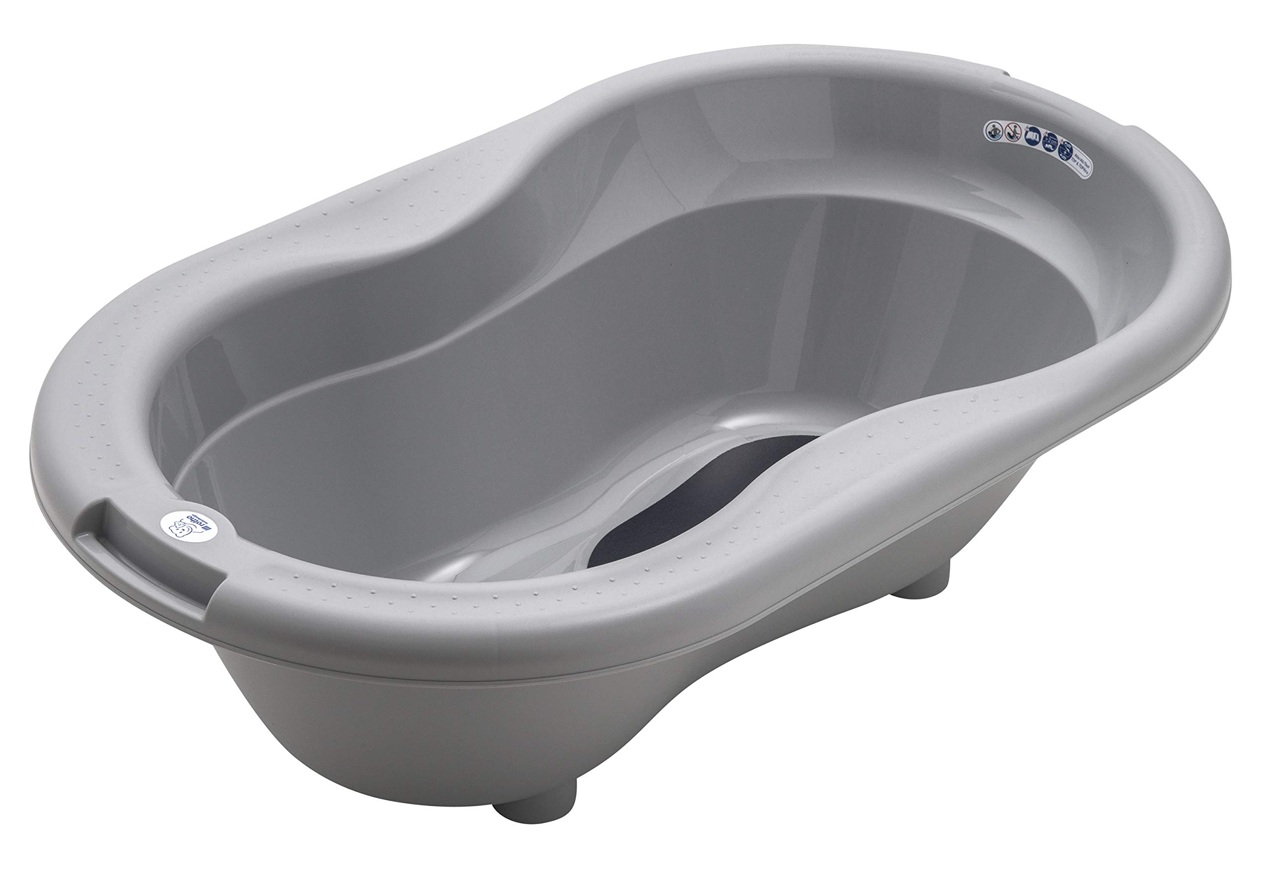 Rotho Babydesign Top Bath Tub, with Anti-Slip Mat and Drain Plug, 0-12 Months, Stone Grey, 20001 0286