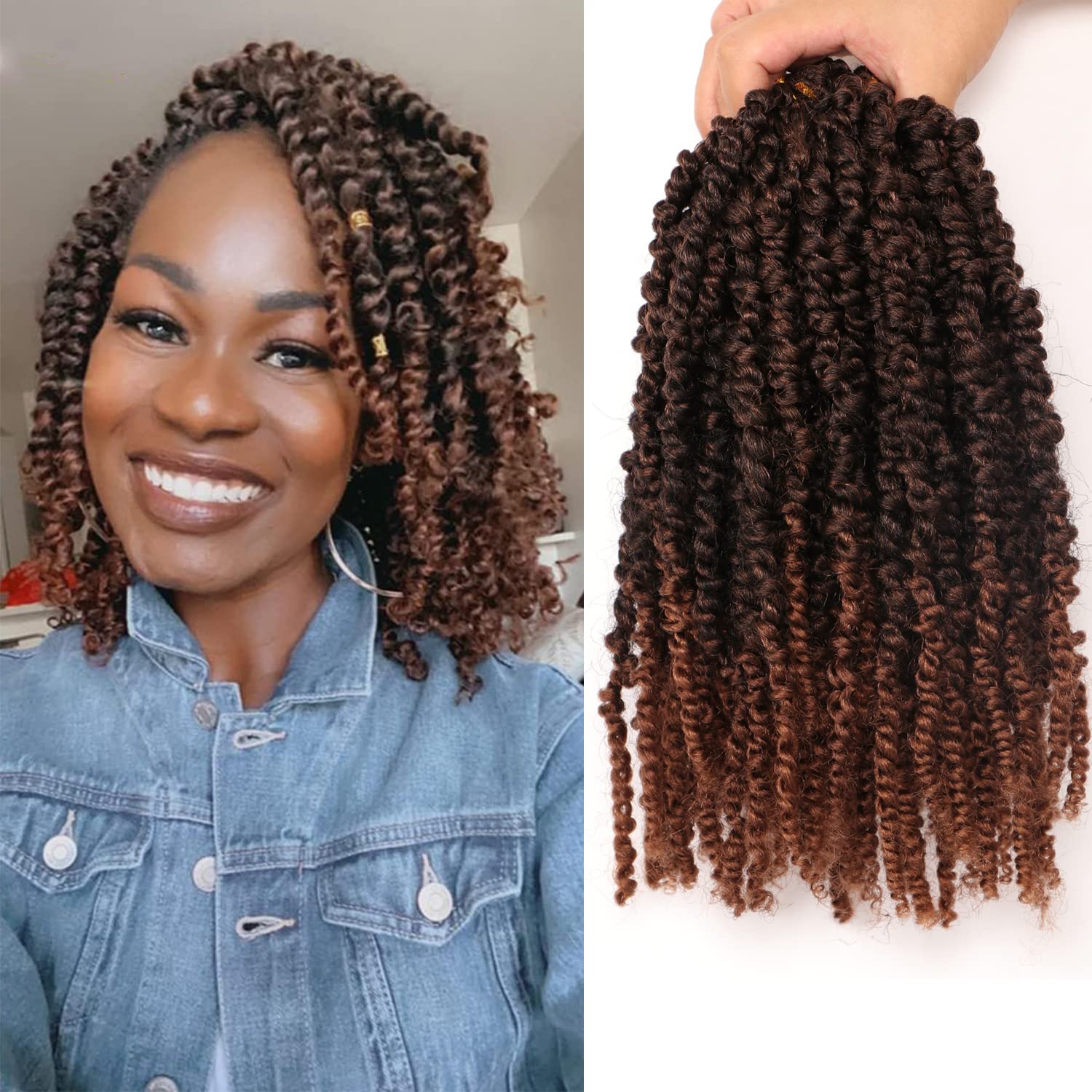 AuHeiAmeri 8Packs/Lot 12Inch Pretwisted Passion Twist Crochet Hair Prelooped Curly Extensions for Black Women Wate Wave Braids (12 Inch (Pack of 8), #1B/30)