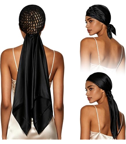 Amazon.com : ROSEBONY Wrap Cap Hair Net with Scarf, Heatless Silk