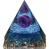 Hopeseed Orgone Pyramid for Positive Energy, Orgonite Natural Amethyst&Aquamarine Healing Crystals Pyramid for Reduce Stress Chakra Reiki Healing Meditation Cleanses The Mind and Boosts Confidence