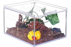 NANEEZOO Acrylic Reptile Breeding Box, 5x4x3 Inch Nano Flat/Long Enclosure Transparent Reptile Breeding Box Terrarium Cage Tank for Tarantula Scorpion Sling Isopods Invertebrates Insect Mantis