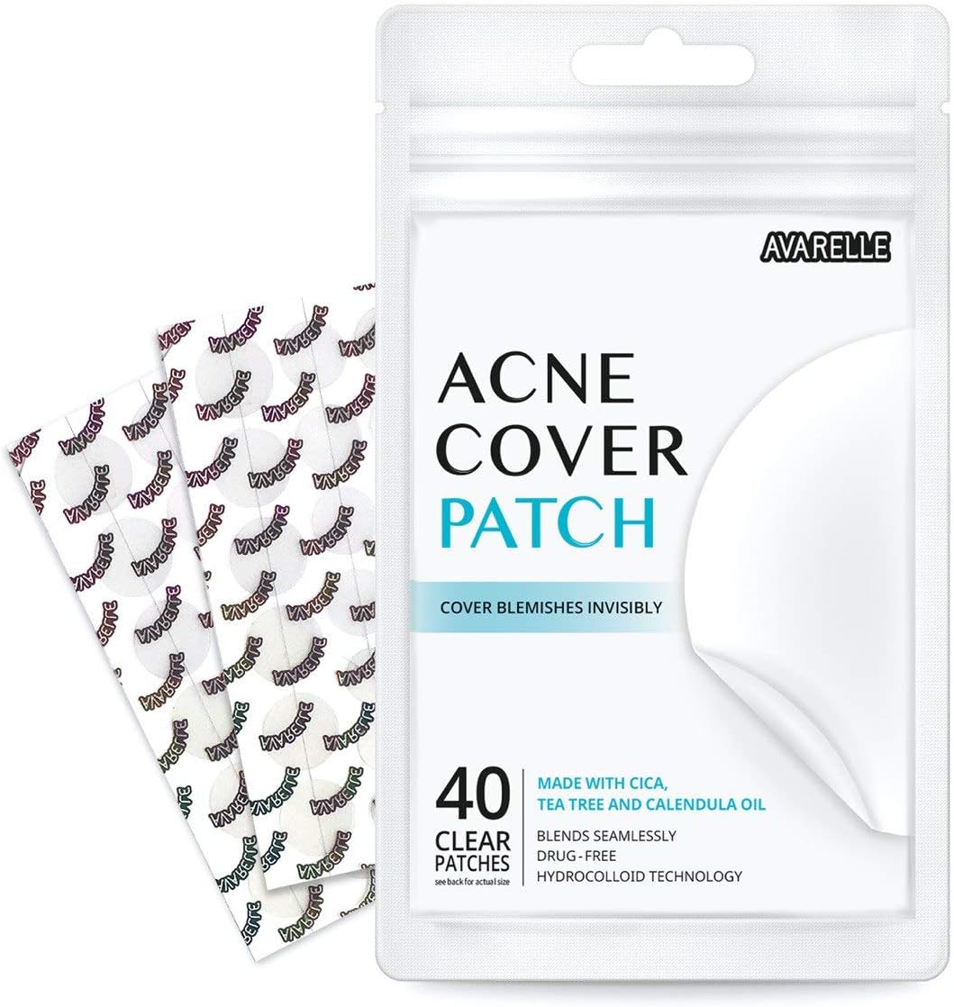 Avarelle Acne Pimple Patch (40 Count) Absorbing Hydrocolloid Spot Treatment with Tea Tree Oil, Calendula Oil and Cica, Certified Vegan, Cruelty Free