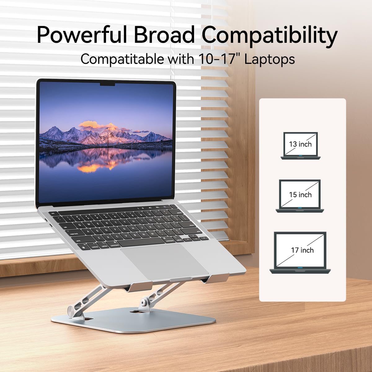 LINTYLE MacBook Stand for Desk Laptop Stand Foldable Notebook Holder 10-17 Inch MacBook PC Computer Stand Laptop Riser Stand Adjustable Height Laptop Stands for Desk - Silver - Image 2