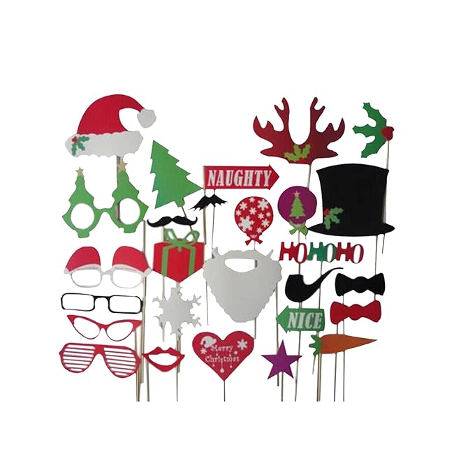 27pcs Christmas Santa Hat Party Masks Photo Bo...
