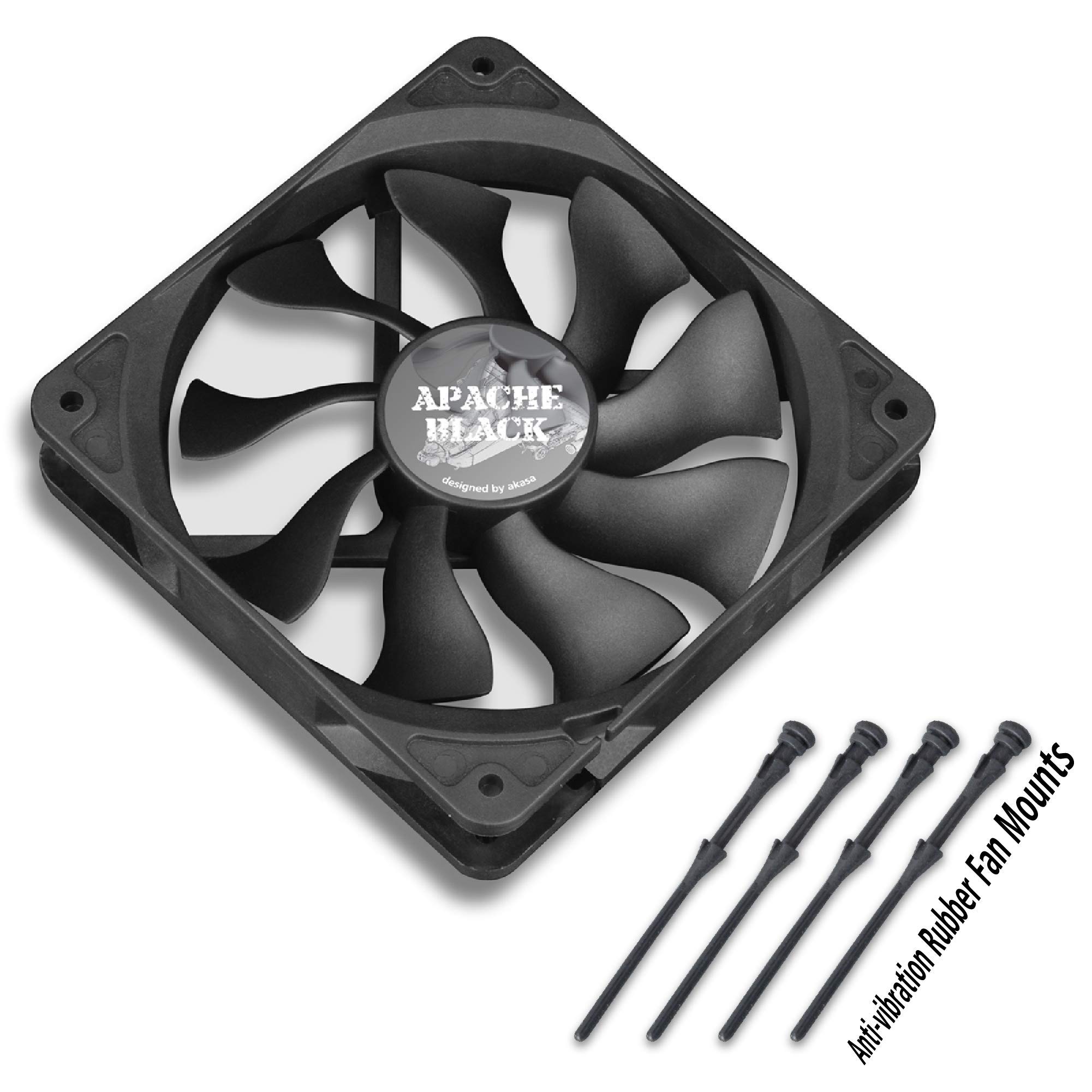 Akasa 120mm APACHE Black | Silent Case Fan | HDB Long Lifespan Bearing | PWM Auto Speed Control | IP-54 Dust & Water Proof | For PCs, Heatsink, CPU Cooling and Ventilation | AK-FN058