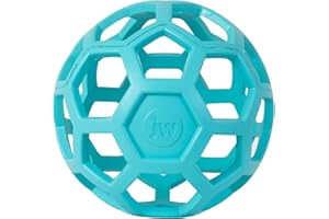 JW Pet HOL-ee Roller™, Dog Toy Puzzle Ball, Natural Rubber, Large (5.5” Inch Diameter), Blue