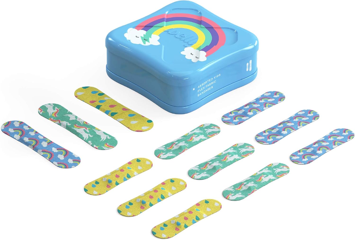 Welly Bandages - Bravery Badges, Flexible Fabric, Adhesive, Assorted Shapes, Rainbow and Unicorn Patterns - 48 ct: Health & Personal Care