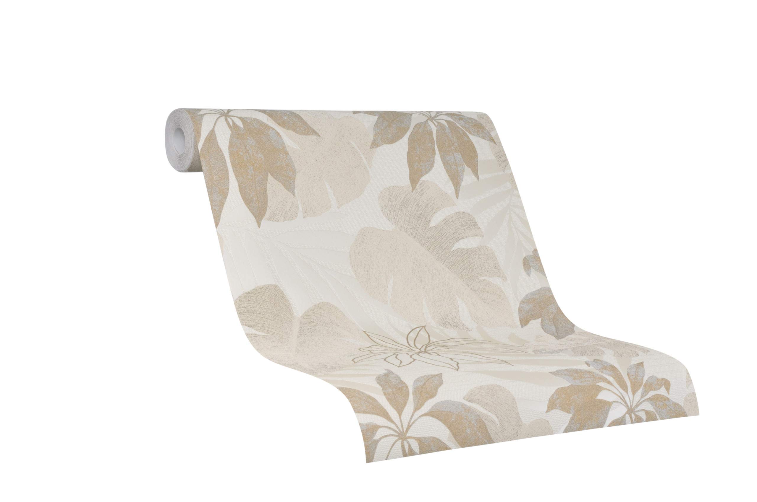 Beige Nature Wallpaper Floral Leaves Plant Leaf for Bedroom Living Room or Kitchen Made in Germany 10,05 x 0,53m Avalon 31602