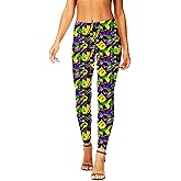 Womens Mardi Gras Leggings New Orleans Carnival Masquerade Mask Print Party Workout Pants L