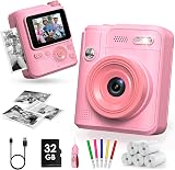 Gofunly Kids Camera Instant Print 2.0-Inch 32GB 5 Roll Paper 3-12