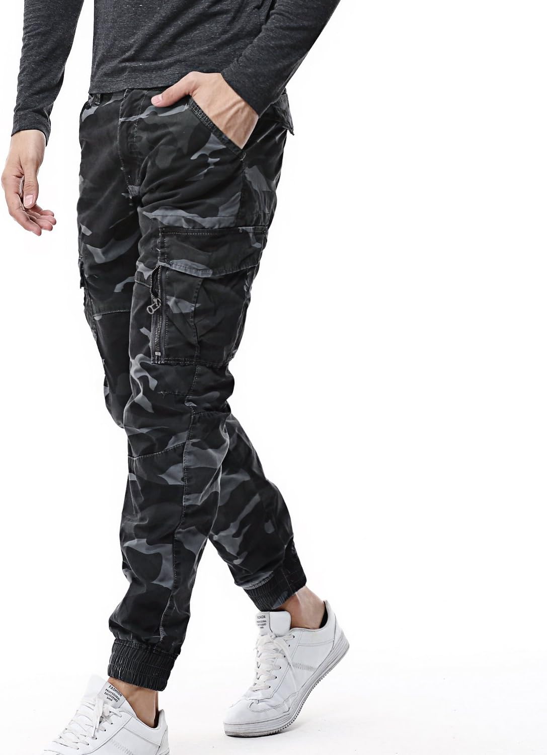 AYG Mens Camo Cargo Trousers Cotton Casual Military Camouflage Tactical Ourdoor Combat Trouser Work Wear Waist 29-38
