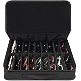 Bukere Sunglasses Organizer Case, 18 Adjustable Slots for Multiple Pairs Eyeglasses, Travel Glasses Holder Storage Box