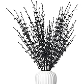 Wolpark 5Pcs Long Stem Flowers Jasmine Black Flowers Artificial, 29.5"/75cm Faux Jasmine Bouquet for Wedding Modern Gothic Home Party Fall Harvest Festival Decoration