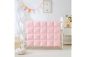 CLoucl Baby Crib Comforter/Duvet/Blanket All Season 100% Natural White Goose Down Filled,Noiseless 500 Thread Count 100% Cotton Fabric 750+Fill Power (Pink, 45x60in)